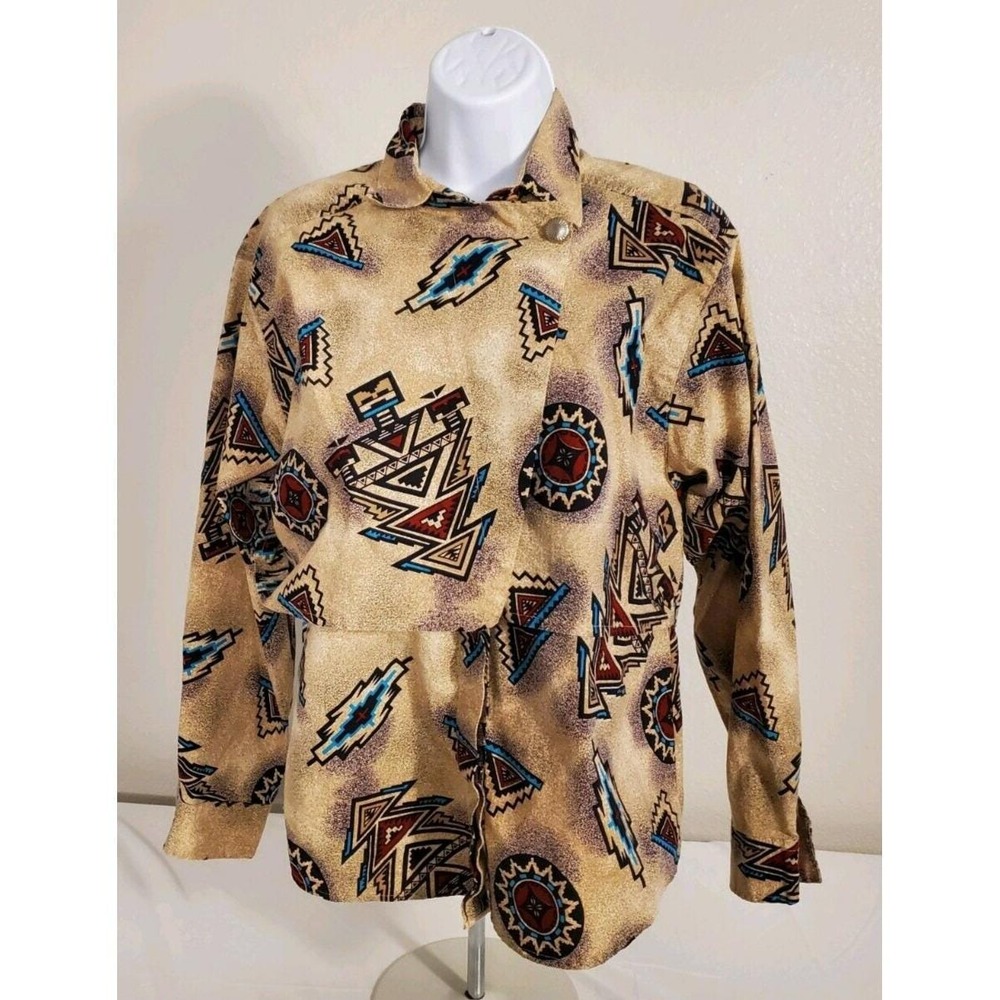 Wrangler Western Shirt Womens M Aztec Southwest Tribal‎ Rodeo Cowgirl Vintage